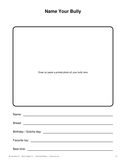 Name Your Bully printable page