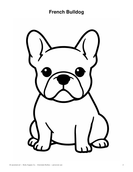 French bulldog sitting coloring page