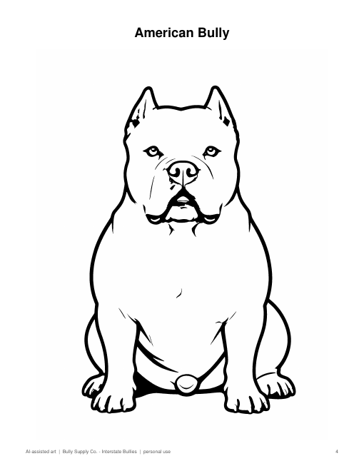American bully sitting coloring page