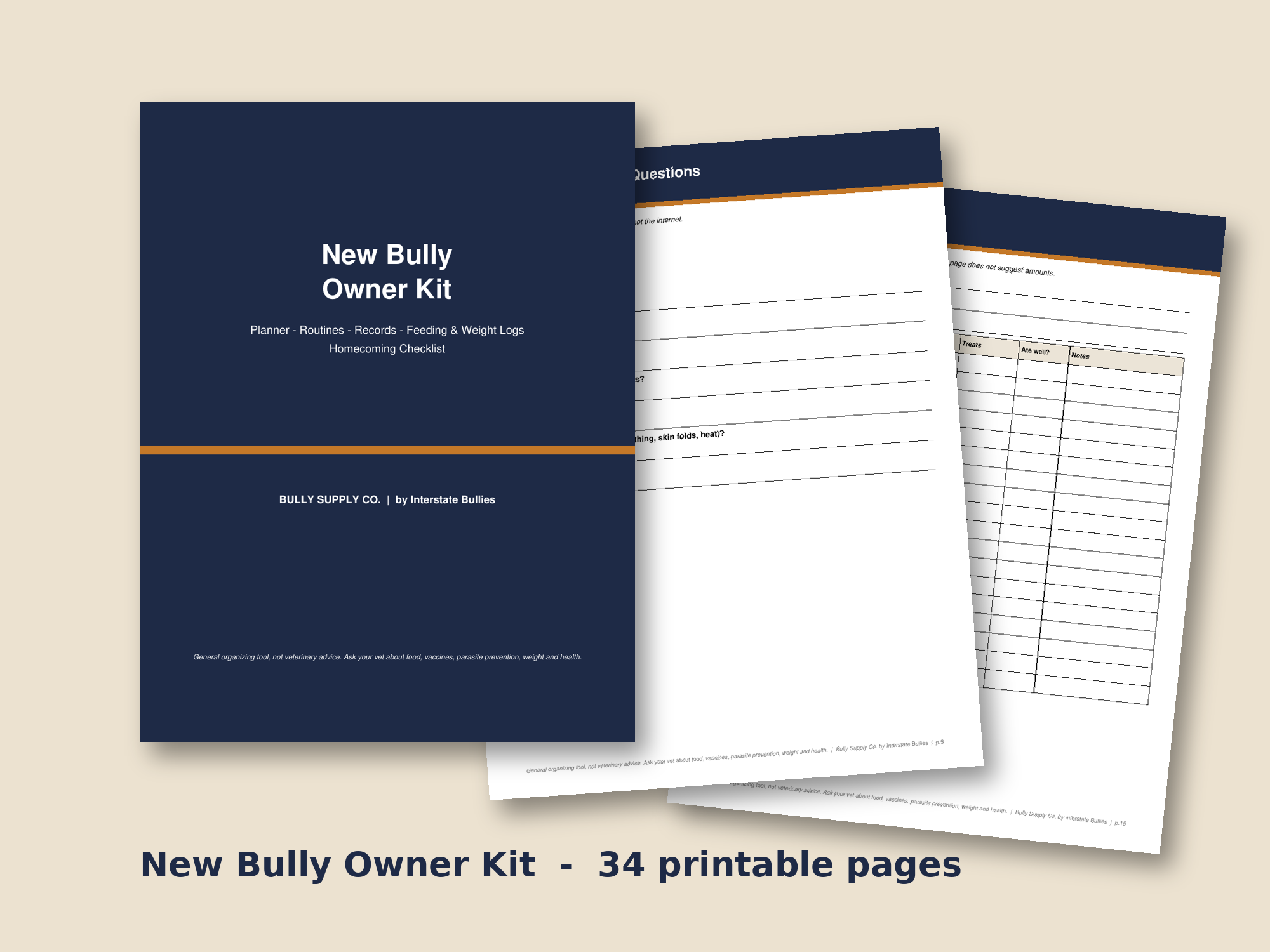New Bully Owner Kit printable PDF mockup